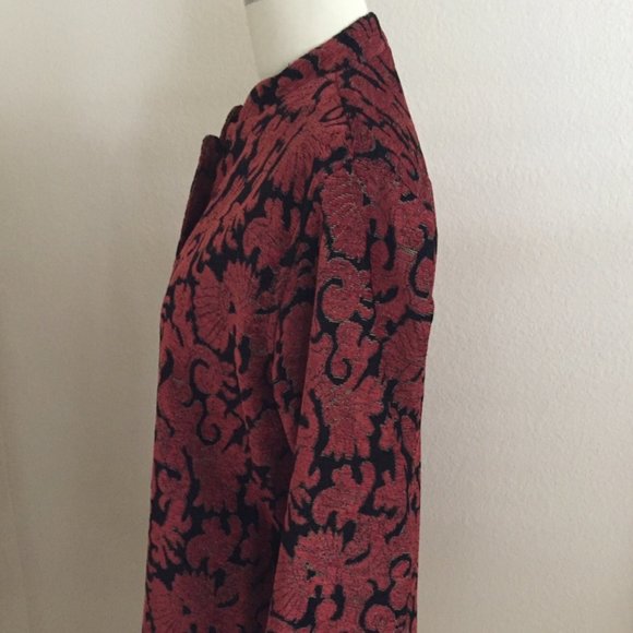 Chicos Brocade Long Jacket with Mandarin Collar - Picture 2 of 8